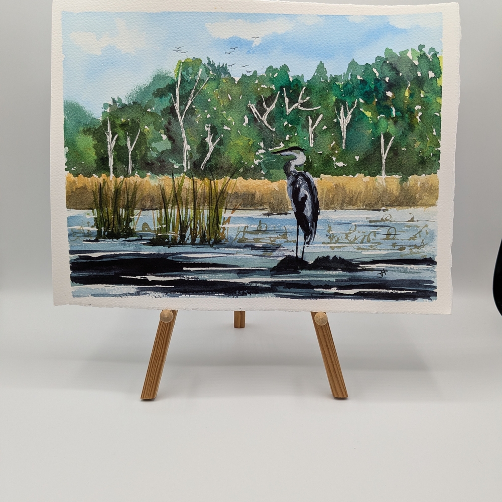 Majestic Heron Watercolor Painting